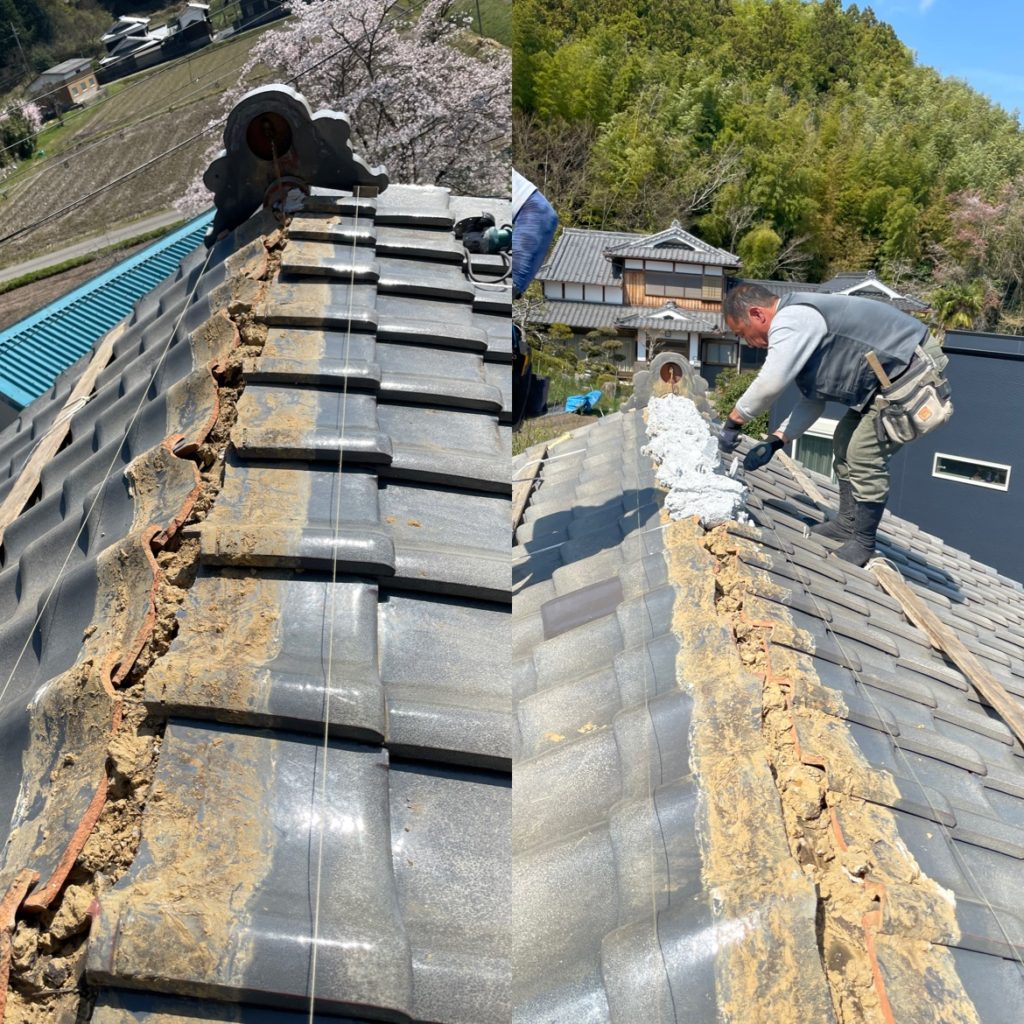 『母屋棟・隅棟積替え工事』